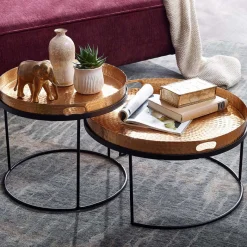 Clearance Wohnen Wohnzimmer Tablett-Tische in Gold - Viborg (zweiteilig)