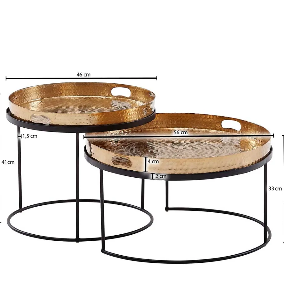 Clearance Wohnen Wohnzimmer Tablett-Tische in Gold - Viborg (zweiteilig)