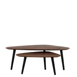 Outlet Wohnen Wohnzimmer Tisch Duo in Dunkelbraun - Pulvaria (zweiteilig)