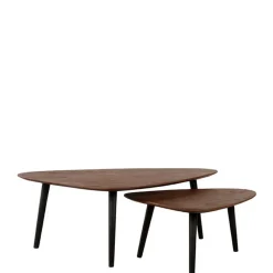 Outlet Wohnen Wohnzimmer Tisch Duo in Dunkelbraun - Pulvaria (zweiteilig)