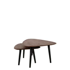 Outlet Wohnen Wohnzimmer Tisch Duo in Dunkelbraun - Pulvaria (zweiteilig)