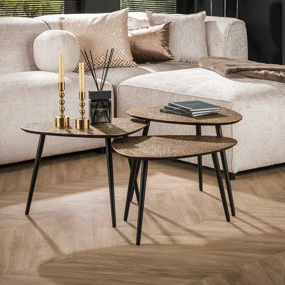 Outlet Wohnen Wohnzimmer Tisch Trio Wankelform - Emra (dreiteilig)