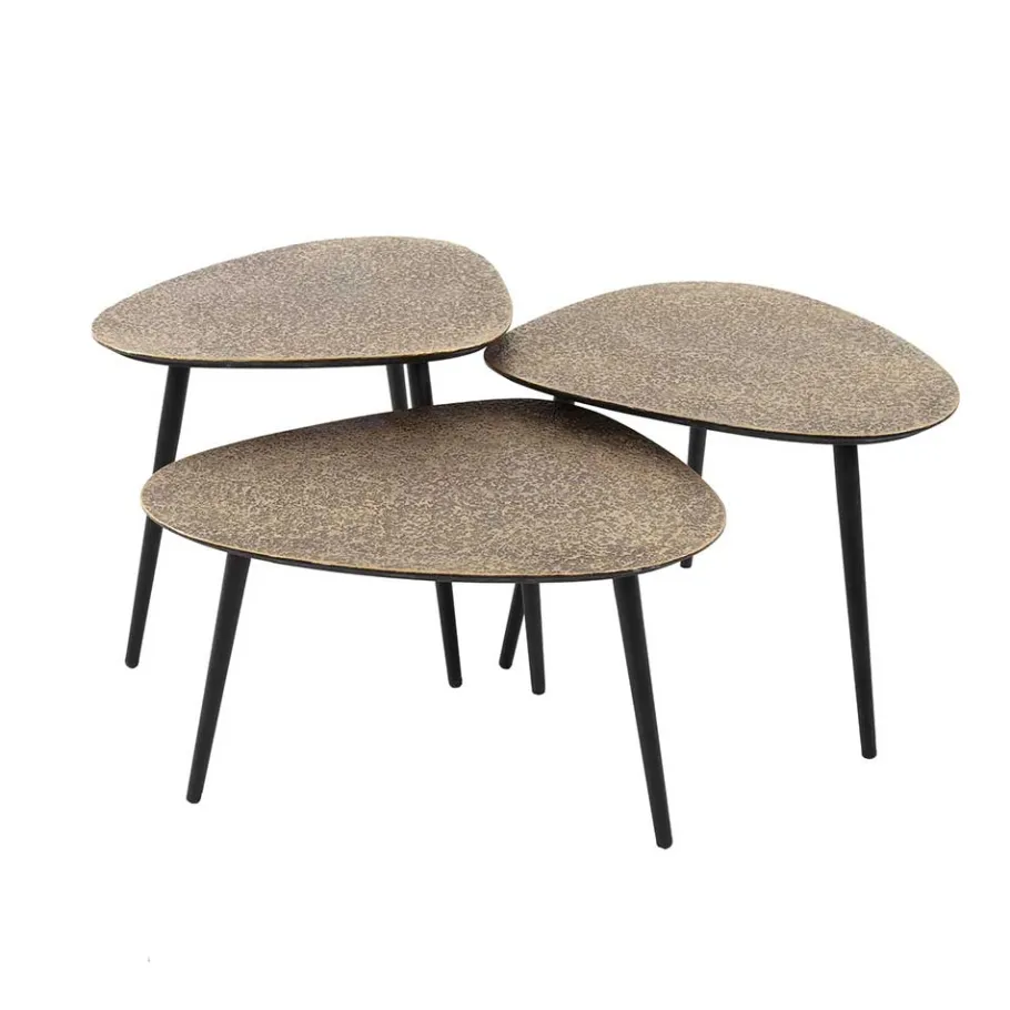 Outlet Wohnen Wohnzimmer Tisch Trio Wankelform - Emra (dreiteilig)