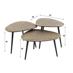 Outlet Wohnen Wohnzimmer Tisch Trio Wankelform - Emra (dreiteilig)