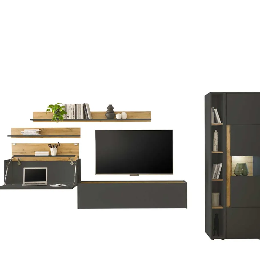 Wohnen Wohnzimmer TV-Anbauwand Set - Ahilav (sechsteilig)