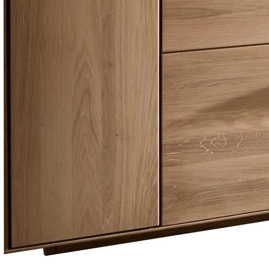 New Wohnen Wohnzimmer Vitrine aus Asteiche mit Metall - Clenza I