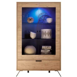 New Wohnen Wohnzimmer Vitrine im Eiche Dekor - Rodonda