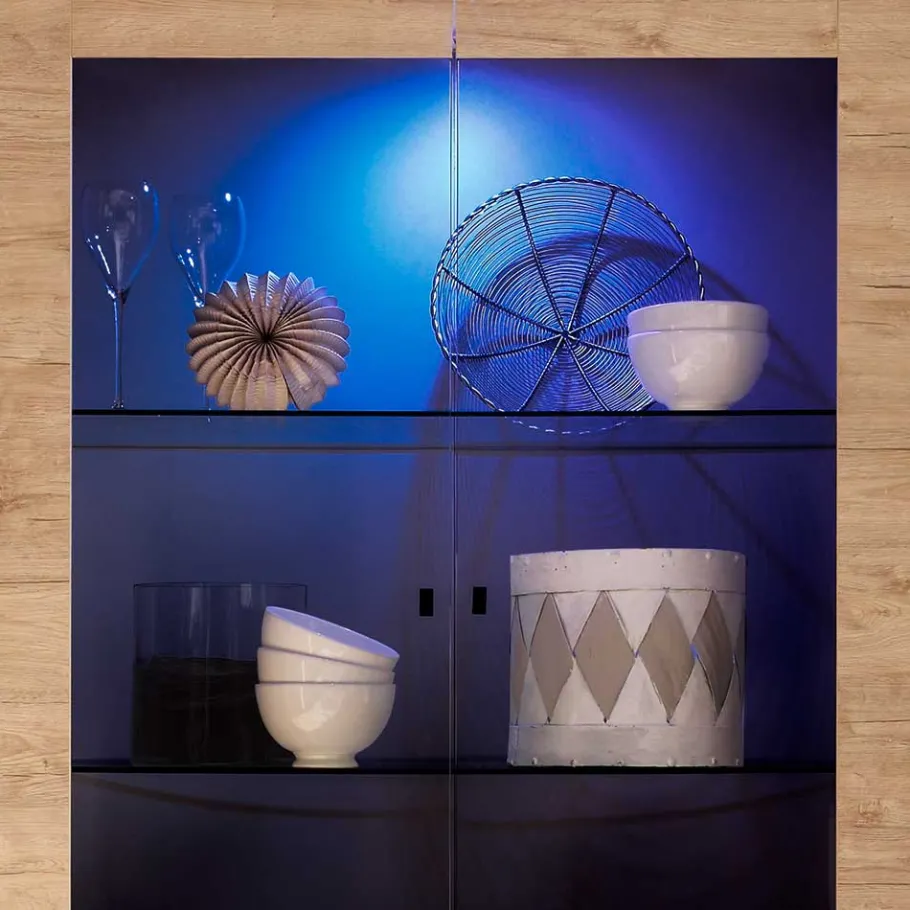 New Wohnen Wohnzimmer Vitrine im Eiche Dekor - Rodonda