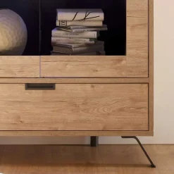 New Wohnen Wohnzimmer Vitrine im Eiche Dekor - Rodonda