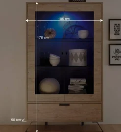 New Wohnen Wohnzimmer Vitrine im Eiche Dekor - Rodonda