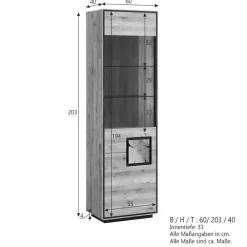 Online Wohnen Wohnzimmer Vitrine mit Hirnholz Applikation - Shipper