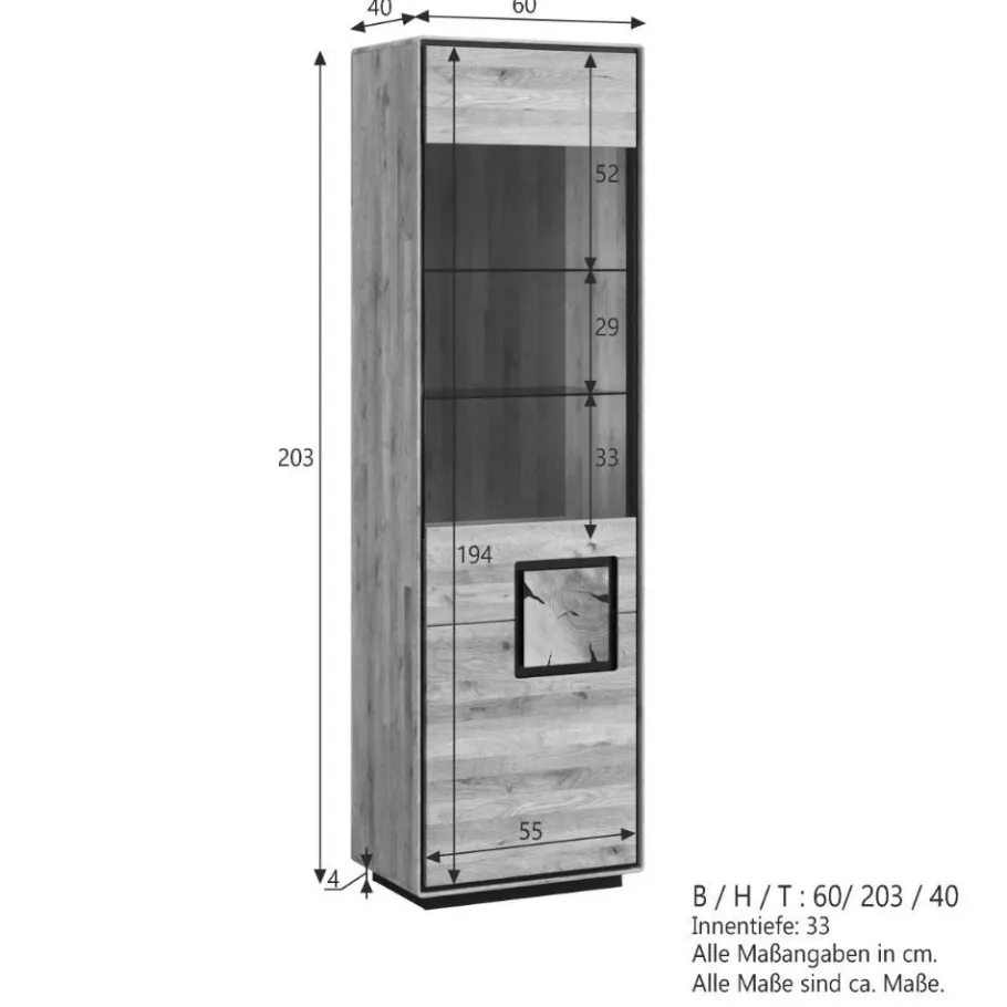 Online Wohnen Wohnzimmer Vitrine mit Hirnholz Applikation - Shipper