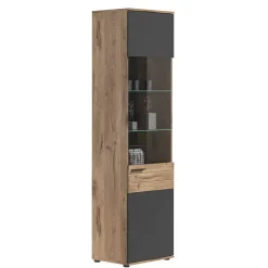Best Wohnen Wohnzimmer Vitrinenschrank in der Größe 57x200x37 cm - Lucios