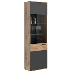 Best Wohnen Wohnzimmer Vitrinenschrank in der Größe 57x200x37 cm - Lucios