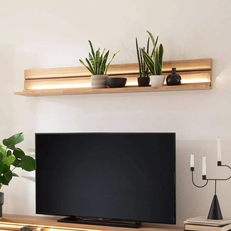Outlet Wohnen Wohnzimmer Wandboard aus hellem Massivholz - Azzurian