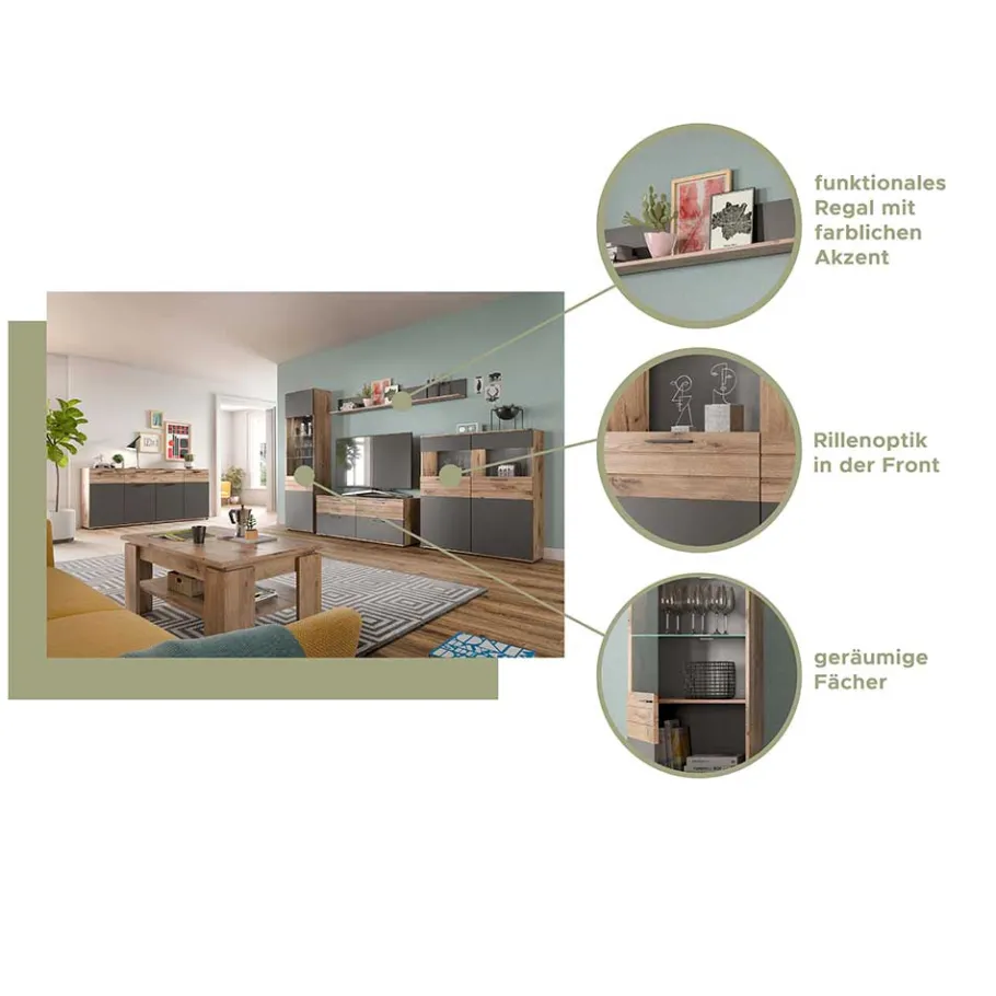 Hot Wohnen Wohnzimmer Wandboard mit 180 cm Breite - Lucios