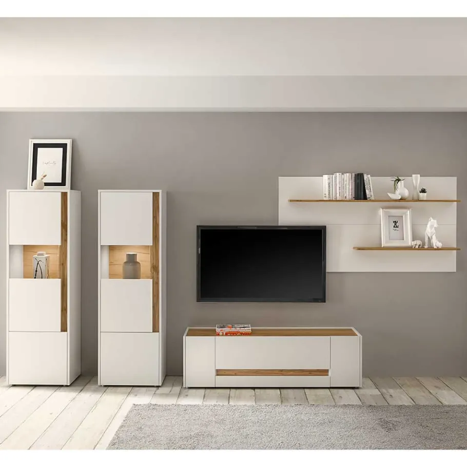 Best Wohnen Wohnzimmer Wohnwand Set - Nonessia (vierteilig)