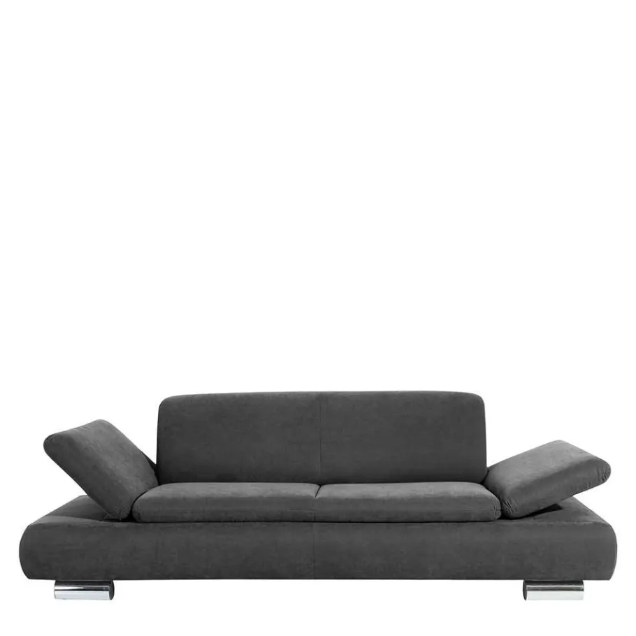Best Wohnen Wohnzimmercouch in Anthrazit mit Chrom - Venezia