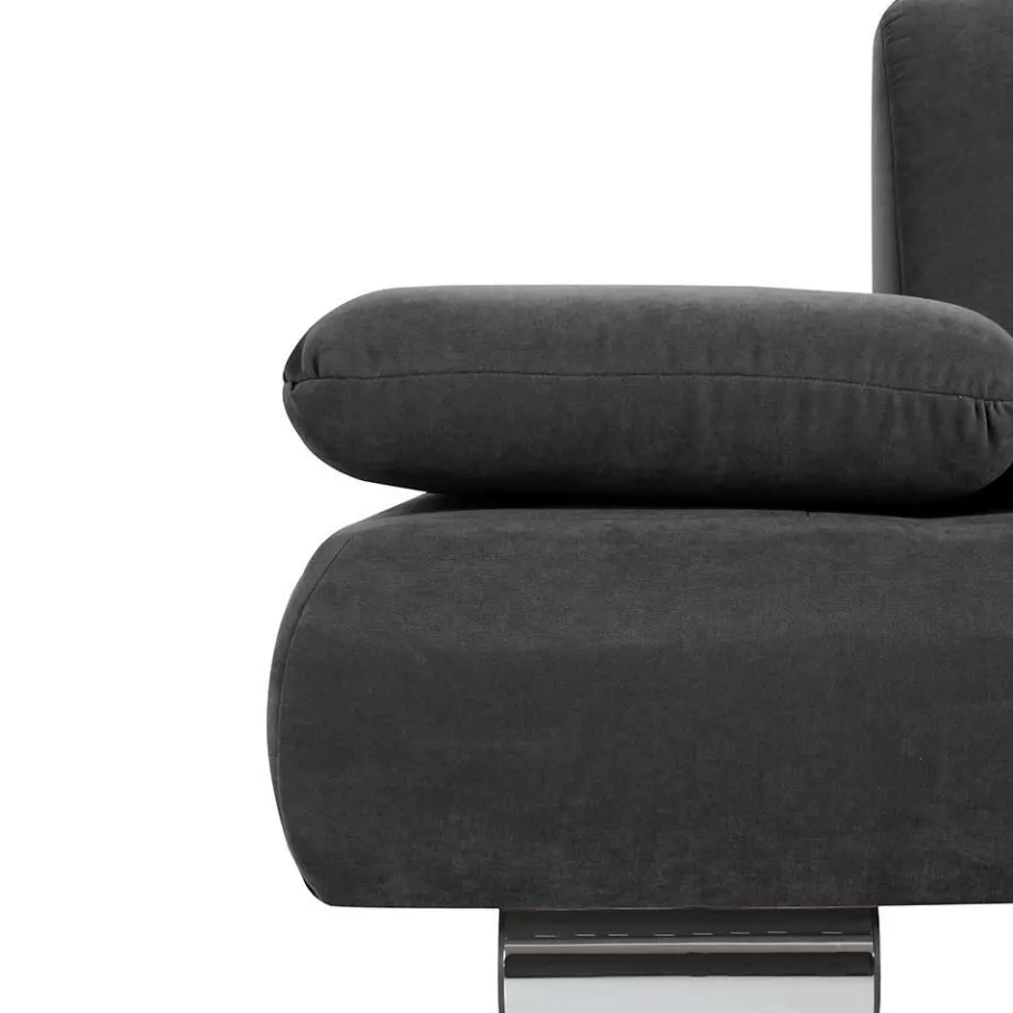 Best Wohnen Wohnzimmercouch in Anthrazit mit Chrom - Venezia