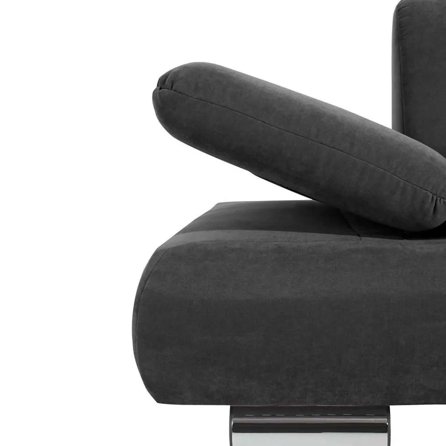 Best Wohnen Wohnzimmercouch in Anthrazit mit Chrom - Venezia