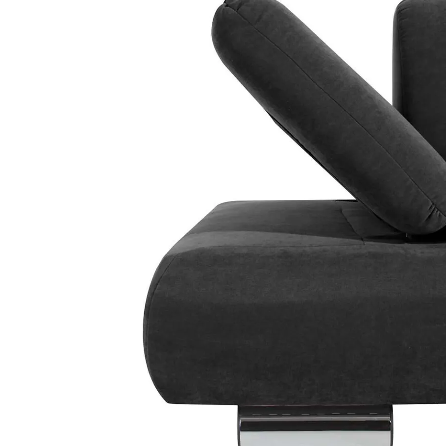 Best Wohnen Wohnzimmercouch in Anthrazit mit Chrom - Venezia