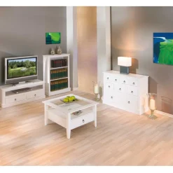 Discount Wohnen Wohnzimmermöbel Set Rosanna in Weiß (vierteilig)
