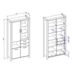 Best Wohnen Wohnzimmerschrank mit Glaseinsatz & Fach - Zavorra