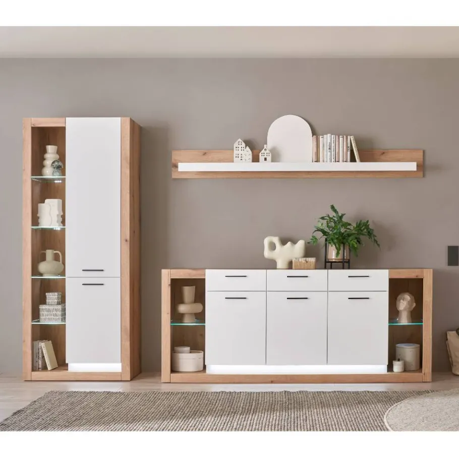 Sale Wohnen Wohnzimmerschränke und Wandboard Set - Adejano (dreiteilig)