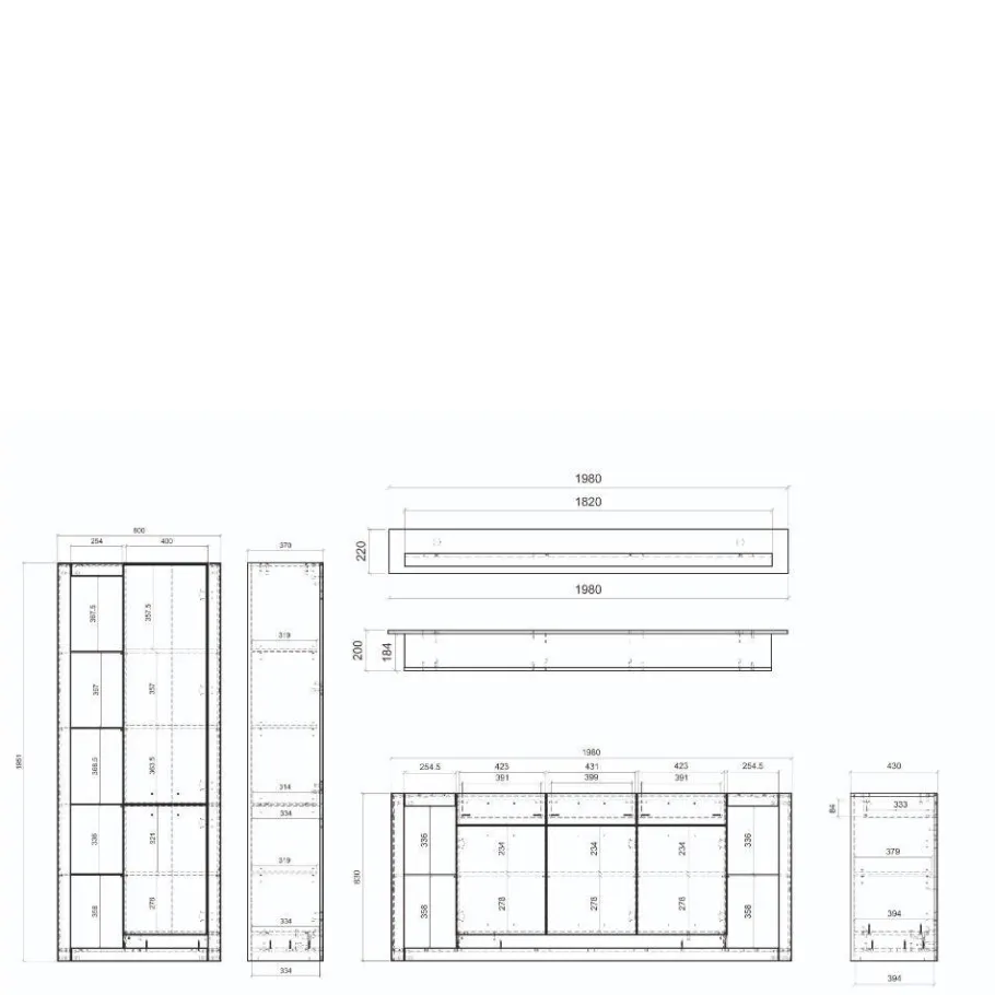 Sale Wohnen Wohnzimmerschränke und Wandboard Set - Adejano (dreiteilig)