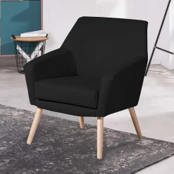Outlet Wohnen Wohnzimmersessel in Schwarz Kunstleder - Ciabeta