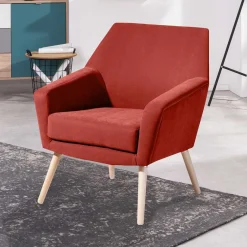 Hot Wohnen Wohnzimmersessel in Terracotta Velours - Emjada