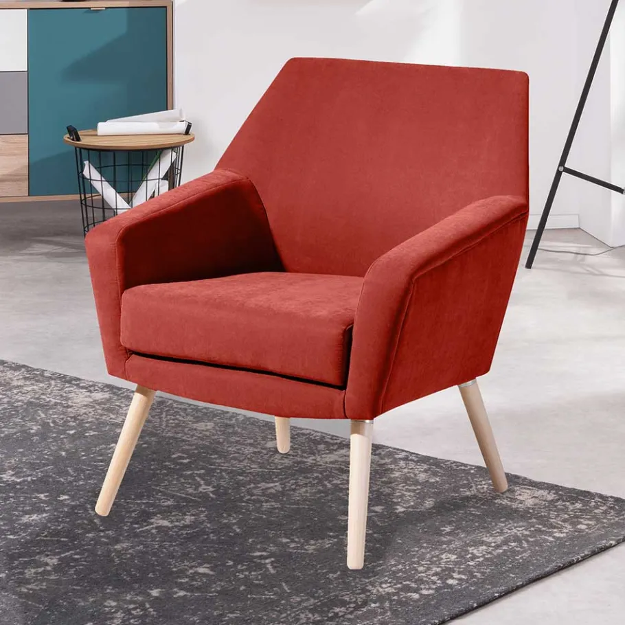 Hot Wohnen Wohnzimmersessel in Terracotta Velours - Emjada