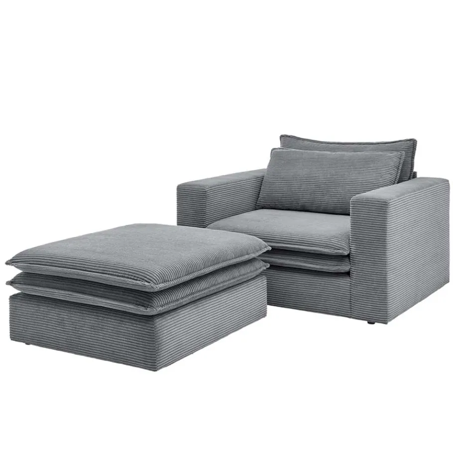 Best Wohnen Wohnzimmersessel und Hocker Set - Ruffos (zweiteilig)