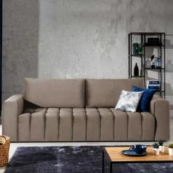 Outlet Wohnen Wohnzimmersofa mit Bettfunktion in Hellbraun - Coisma