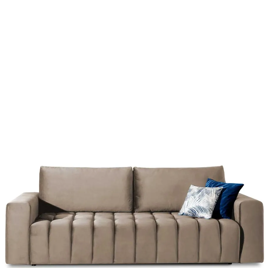 Outlet Wohnen Wohnzimmersofa mit Bettfunktion in Hellbraun - Coisma