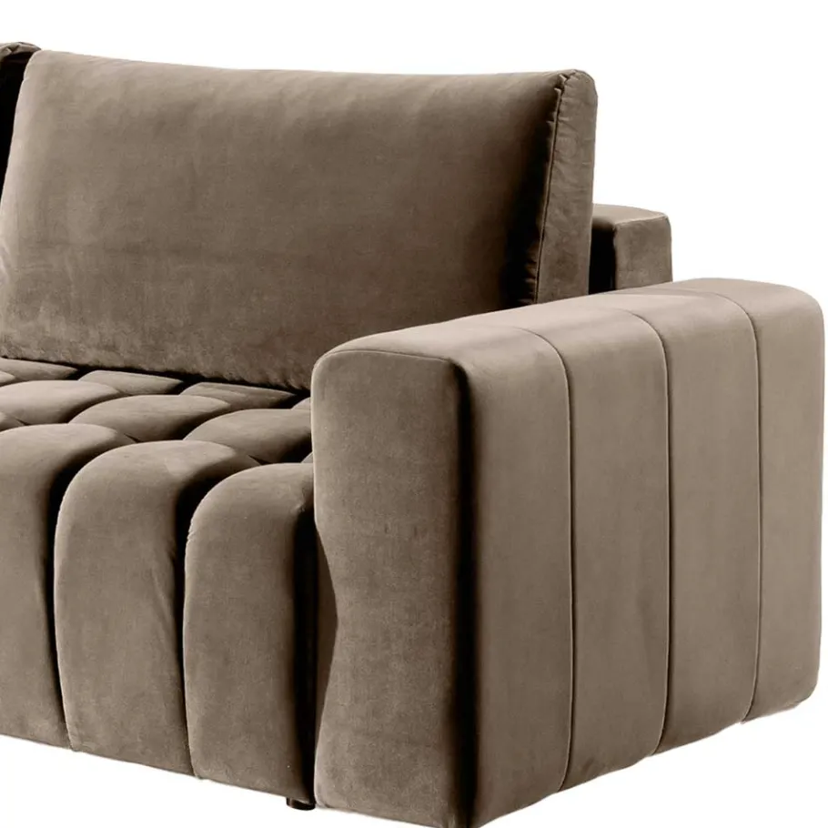 Outlet Wohnen Wohnzimmersofa mit Bettfunktion in Hellbraun - Coisma