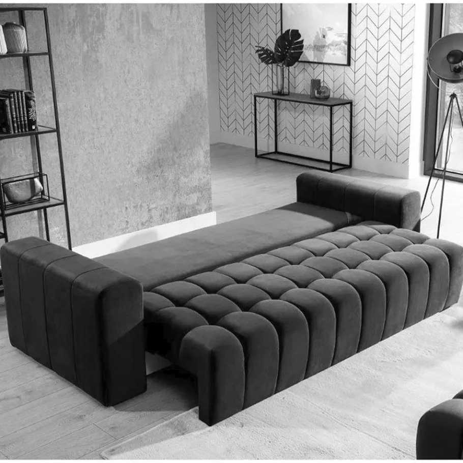 Outlet Wohnen Wohnzimmersofa mit Bettfunktion in Hellbraun - Coisma