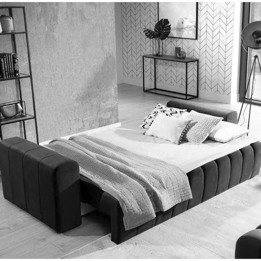 Outlet Wohnen Wohnzimmersofa mit Bettfunktion in Hellbraun - Coisma