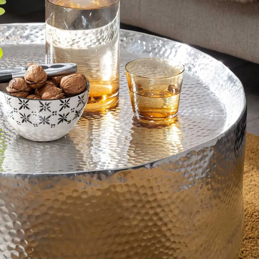 Discount Wohnen Wohnzimmertisch im Fass Design in Silber - Samantra
