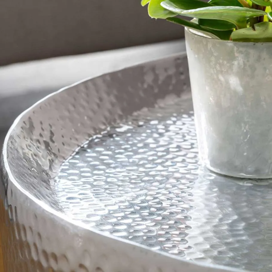 Discount Wohnen Wohnzimmertisch im Fass Design in Silber - Samantra