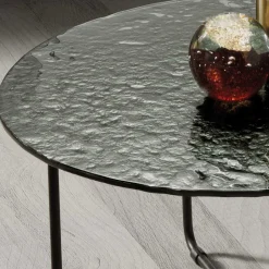Hot Wohnen Wohnzimmertisch mit runder Strukturglas Platte - Borey