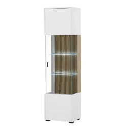 Hot Wohnen Wohnzimmer-Vitrine in Weiß und Wildeiche - Nenaloro