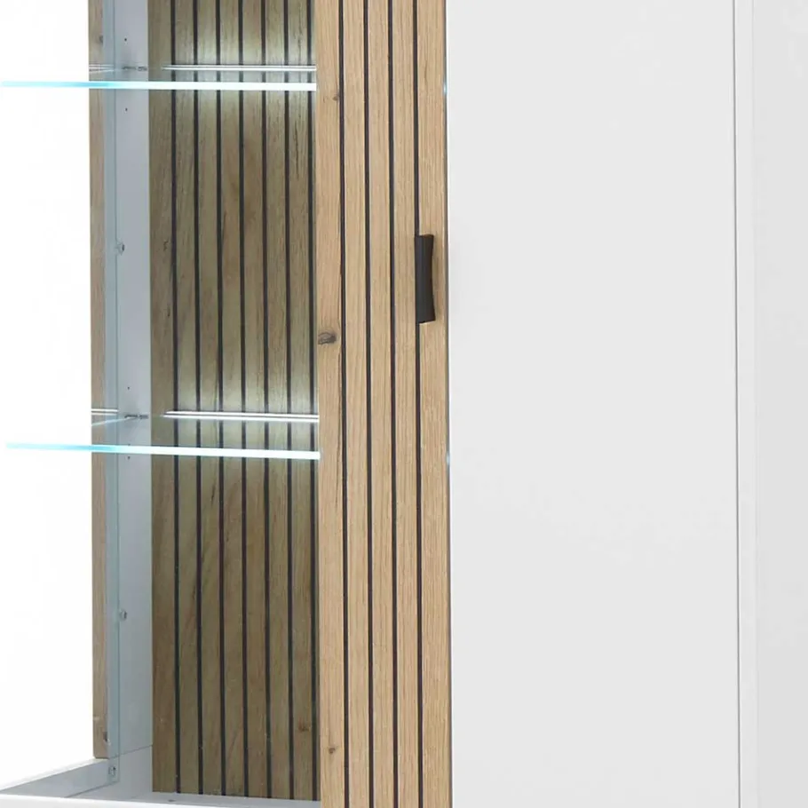 New Wohnen Wohnzimmer-Vitrinenschrank zweifarbig - Nenaloro