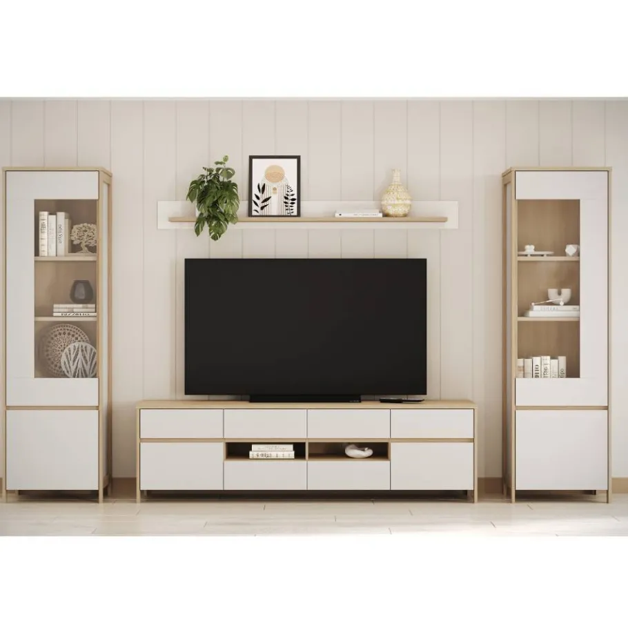 Discount Wohnen Wohnzimmer-Wohnwand Set - Ovidio (vierteilig)