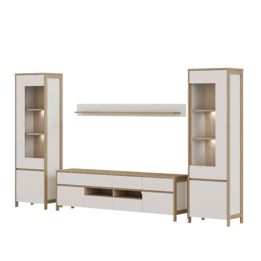 Discount Wohnen Wohnzimmer-Wohnwand Set - Ovidio (vierteilig)