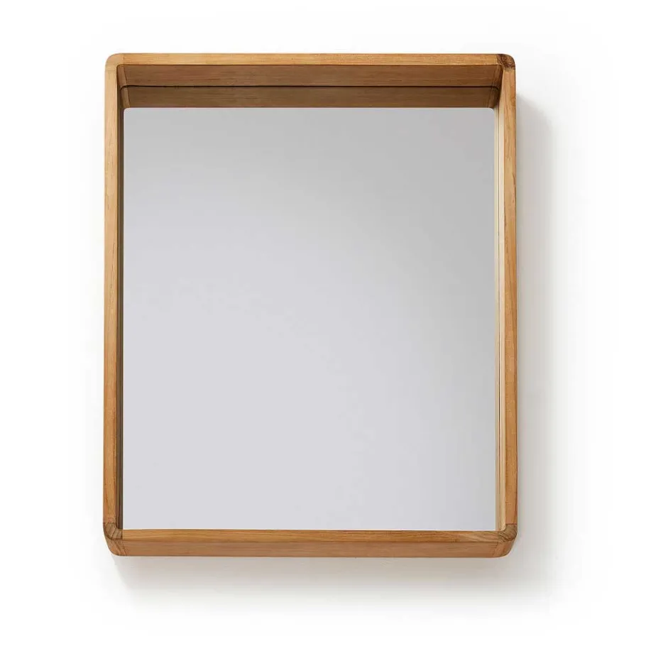 Sale Wohnen 80x65 Badezimmerspiegel mit Teak Holz - Tiranny