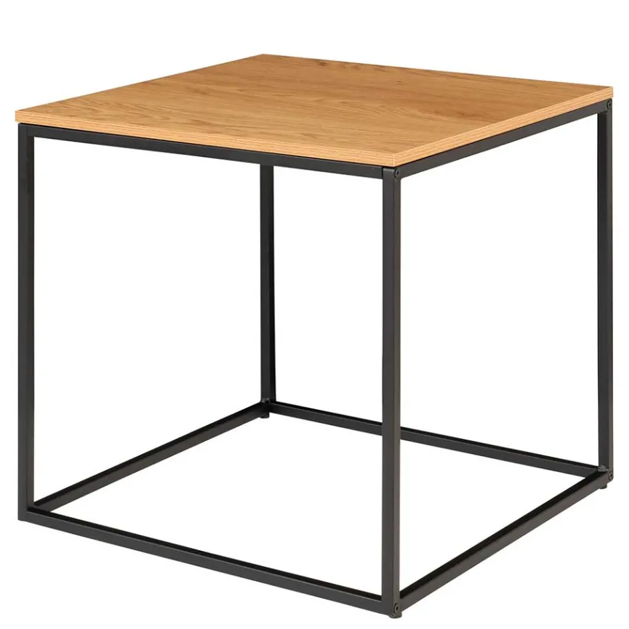 Outlet Wohnen 45x45 Beistelltisch in Eiche & Schwarz - Mercadeo