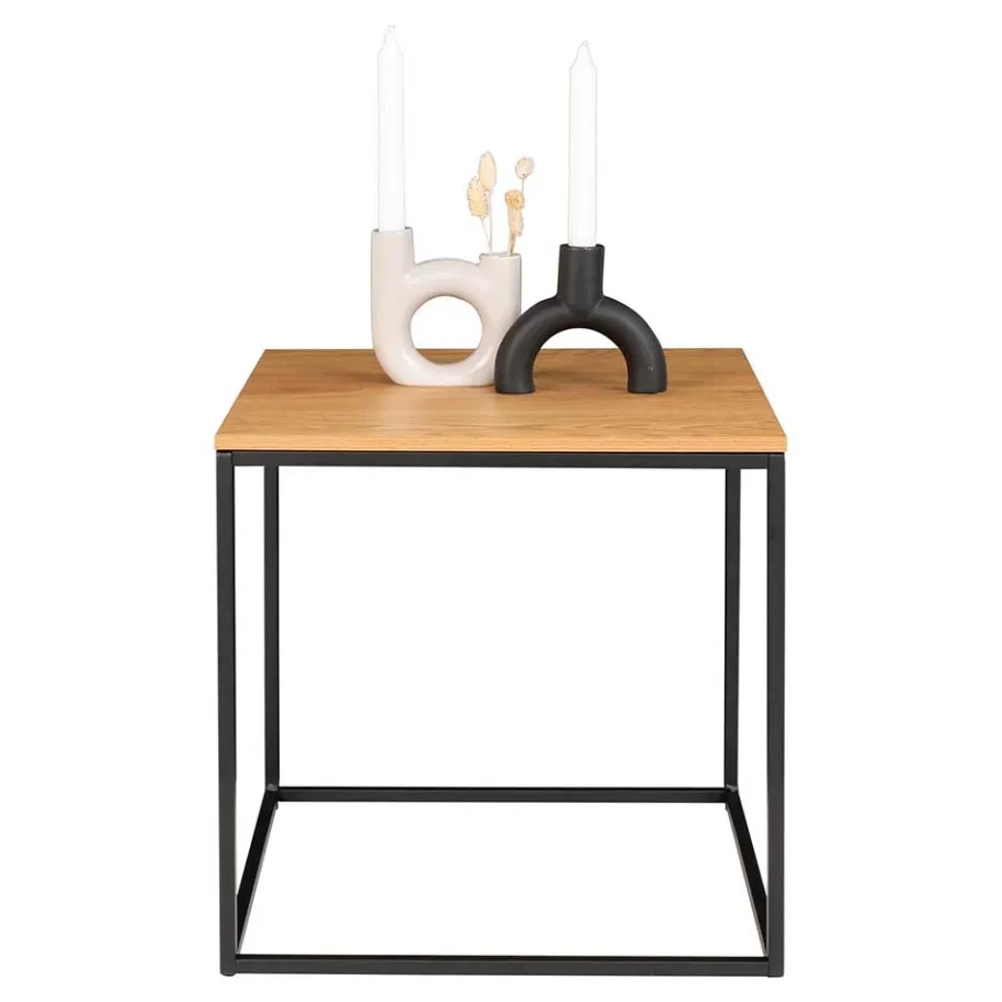Outlet Wohnen 45x45 Beistelltisch in Eiche & Schwarz - Mercadeo