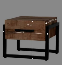 Clearance Wohnen 50x50 Beistelltisch mit Schublade aus Massivholz - Schanow