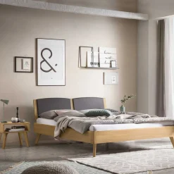 Best Wohnen 140x200 Bett aus Eiche Hell mit Kunstleder - Zubella